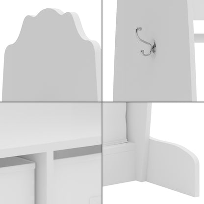 Kinderkast – Kledingkast – Opbergkast – Speelgoedkast – Ladekast – MDF Constructie – Inclusief 3 Uitschuifbare Opbergdozen – 107x95x61 cm Wit