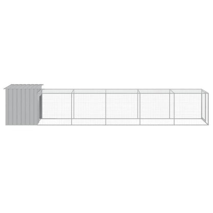 Kippenhok – Kippenren – Pluimveehok – Buitenren – Lichtgrijs – Gegalvaniseerd Staal – 110x609x110 cm – Veilig en Duurzaam