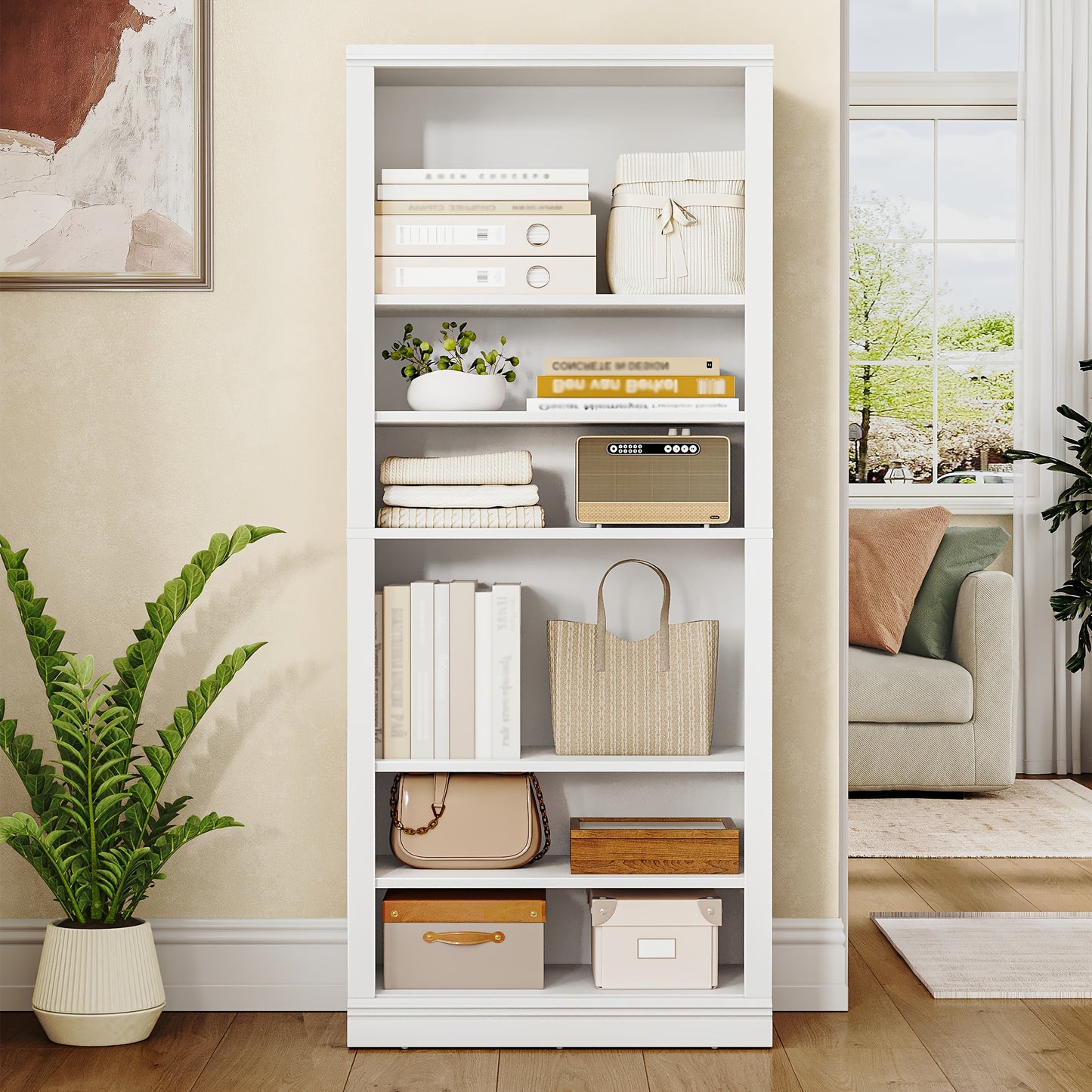Modern White Freestanding Shoe Cabinet Compatible for 21-24 Pairs of ( Footwear) - Adjustable Shelves & Dividers, Space-Saving Narrow Design, Easy Assembly, Heavy-Duty Artificial Wood with Stable Base - Entryway, Living Room, - QUORE