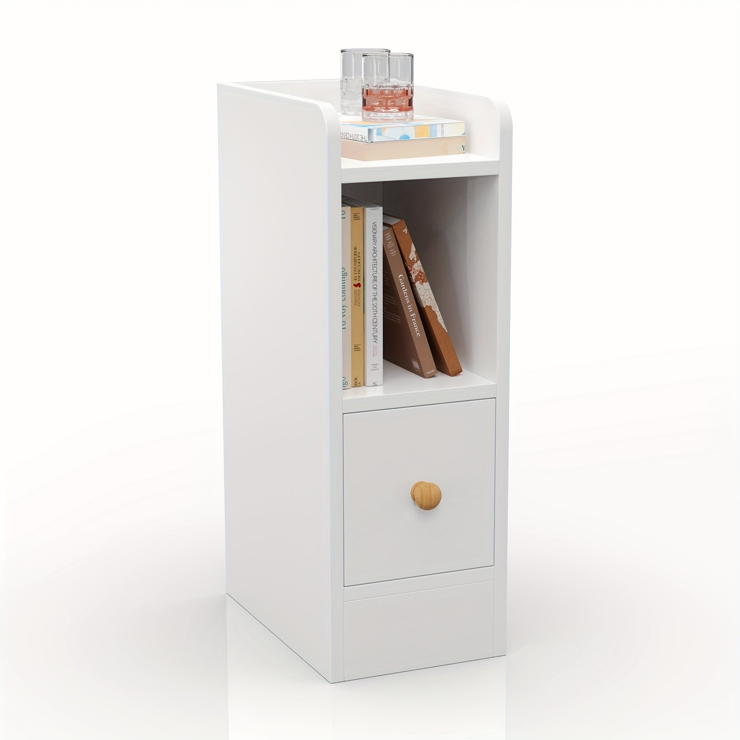 Nachtkastje – Bedside Table – Bijzettafel – Ladekastje – Opbergkast – Smal en Compact – 3 Lades – Hout Wit 20x35x60 cm