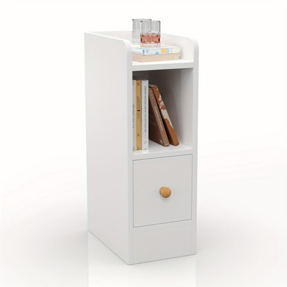 Nachtkastje – Bedside Table – Bijzettafel – Ladekastje – Opbergkast – Smal en Compact – 3 Lades – Hout Wit 20x35x60 cm