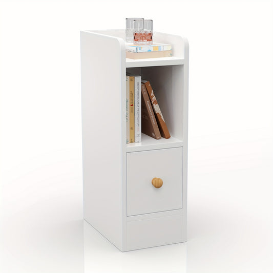 Nachtkastje – Bedside Table – Bijzettafel – Ladekastje – Opbergkast – Smal en Compact – 3 Lades – Hout Wit 20x35x60 cm