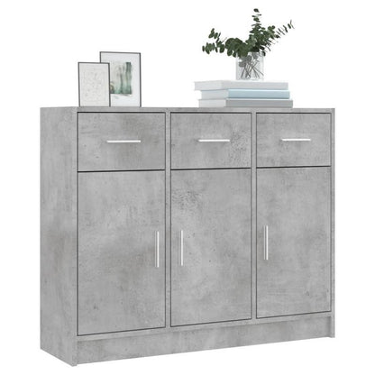 Dressoir – Buffetkast – Opbergkast – Kast – Ladekast – Betonlook Grijs – 3 Deuren Met Slot – 91x28x75 cm Vloermontage