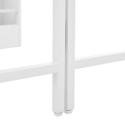 Adjustable Height Telescopic 360° Swivel Bar Table with Reversible & Glass Doors - White Metal Modern Dining Table/Kitchen Island for Office, Coffee Bar, Space-Saving Furniture (Easy Assembly, No Wood Components)