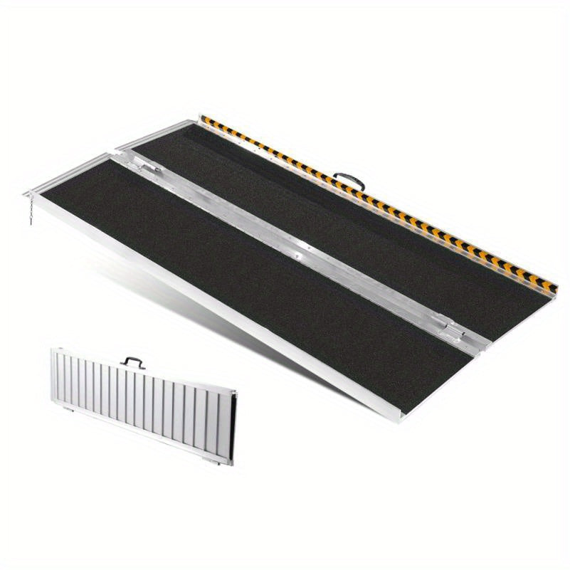 Rolstoelhellingbaan – Oprijplaat – Drempelhulp – Mobiele Hellingsbaan – Rollator Oprijplaat – Aluminium 182,88 cm – Draagvermogen 362,87 kg – Opvouwbaar Antislip Veiligheidsranden