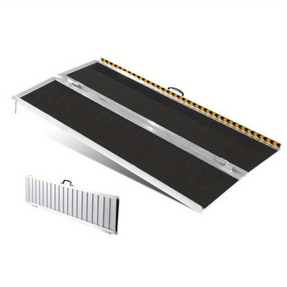 Rolstoelhellingbaan – Oprijplaat – Drempelhulp – Mobiele Hellingsbaan – Rollator Oprijplaat – Aluminium 182,88 cm – Draagvermogen 362,87 kg – Opvouwbaar Antislip Veiligheidsranden