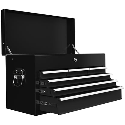 Gereedschapskist – Gereedschapsbox – Opbergkist – Werkplaatskist – Toolkist – Zwart Staal – Afsluitbaar Met 3 Lades – 60x26x34 cm Compact