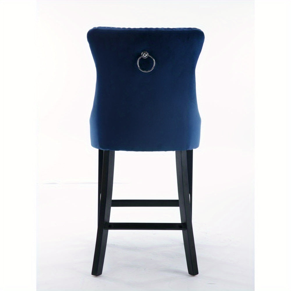 Barstoel – Barkruk – Barstoel Kruk – Barkrukken Set – Barstoelen – Velvet Bekleding – Houten Frame – Set van 2 – Luxe Comfort – Verstelbare Voetdopjes