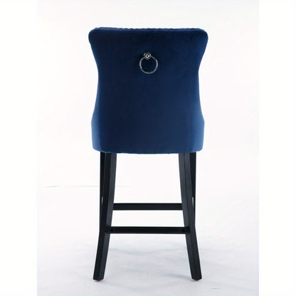 Barstoel – Barkruk – Barstoel Kruk – Barkrukken Set – Barstoelen – Velvet Bekleding – Houten Frame – Set van 2 – Luxe Comfort – Verstelbare Voetdopjes