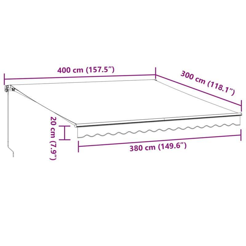 Handmatig Zonnescherm – Uitschuifbare Luifel – Schaduwdoek – Terrasscherm – Zonwering – Marrone Bruin – 400x300 cm – Weerbestendig Metalen Frame