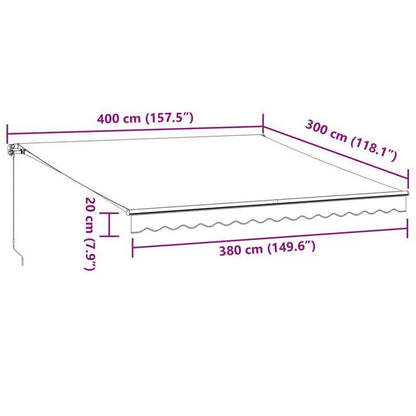 Handmatig Zonnescherm – Uitschuifbare Luifel – Schaduwdoek – Terrasscherm – Zonwering – Marrone Bruin – 400x300 cm – Weerbestendig Metalen Frame