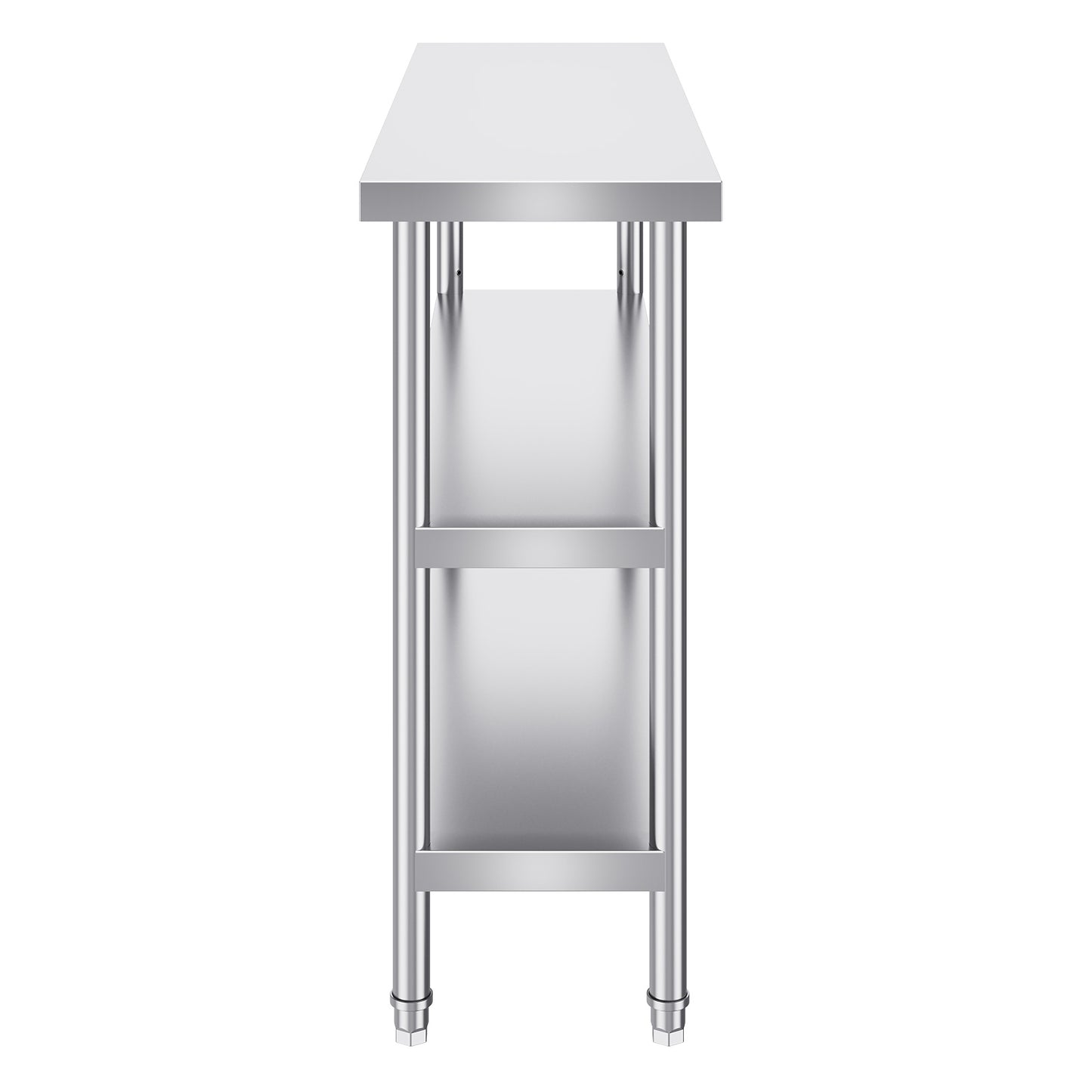 Roestvrijstalen Werktafel – RVS Werkbank – Keukentafel – Opbergtafel – Werkbank Garage – 14 x 48 Inch – 2 Verstelbare Planken