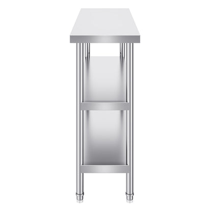Roestvrijstalen Werktafel – RVS Werkbank – Keukentafel – Opbergtafel – Werkbank Garage – 14 x 48 Inch – 2 Verstelbare Planken