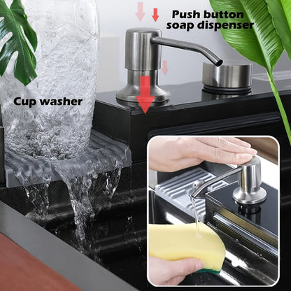RVS Keukenset – Spoelbak – Keukenspoelbak – Enkele Spoelbak – Onderbouwspoelbak – Watervalkraan & Uittrekbare Sproeikop – 75x45 cm – Duurzaam Roestvrij Staal