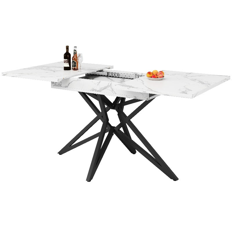 Uitschuifbare Eettafel Set – Eettafel Met Stoelen – Eettafel Uitschuifbaar – Keukentafel Set – Moderne Eettafel – Donkergrijs Fluweel – Compact & Ruimtebesparend – 120-160x68 cm