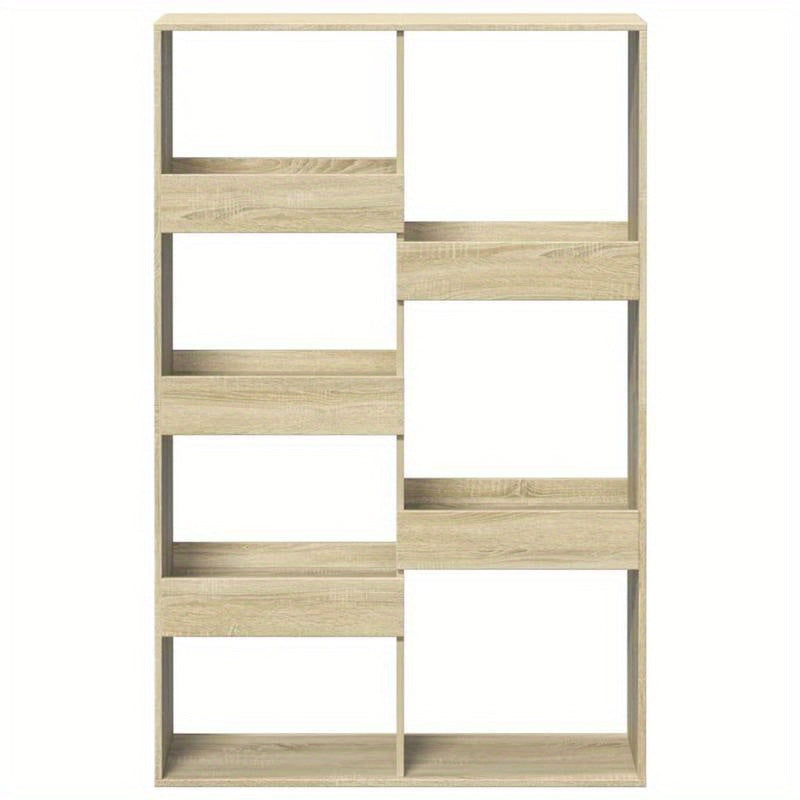[Home Organization] Sonoma Oak Finish 5-Tier Bookshelf - Sturdy, Durable, and Moisture-Proof Wooden Storage with Smooth Surface for Living Rooms, Offices, Bedrooms, and Study Areas, Standing Shelf
