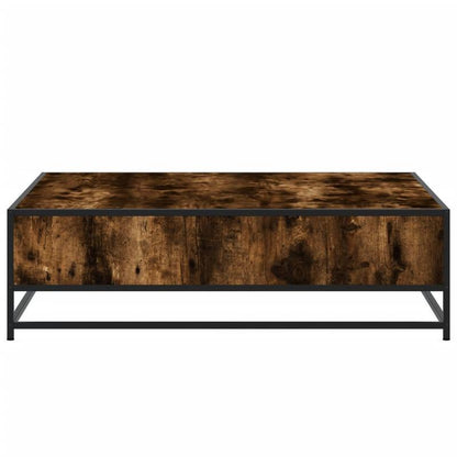 Salontafel – Koffietafel – Bijzettafel – Receptietafel – Woonkamertafel – Gerookt Eikenhout – Metaal – 100x100x30 cm – Stevig & Duurzaam