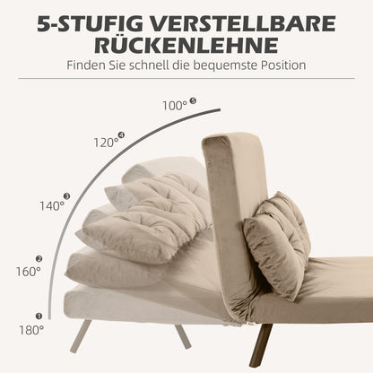 Slaapstoel – Slaapzetel – Logeerstoel – Bedstoel – Campingstoel – Met Houten Armleuningen – Stevig Metalen Frame – Max 120 kg – Lichtbruin – Compact 102x73x81 cm