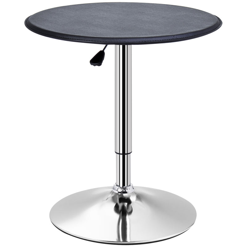 Bartafel – Barkruktafel – Sta-tafel – Hoge tafel – Verstelbare bartafel – Zwart – Verstelbare hoogte 63-93 cm – Waterafstotend faux leren blad