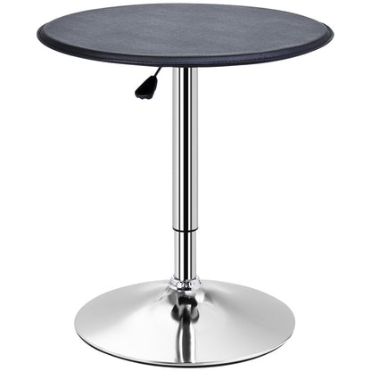 Bartafel – Barkruktafel – Sta-tafel – Hoge tafel – Verstelbare bartafel – Zwart – Verstelbare hoogte 63-93 cm – Waterafstotend faux leren blad