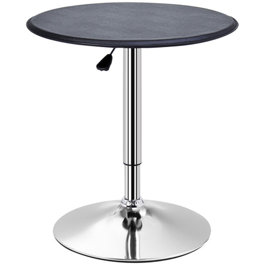 Bartafel – Barkruktafel – Sta-tafel – Hoge tafel – Verstelbare bartafel – Zwart – Verstelbare hoogte 63-93 cm – Waterafstotend faux leren blad