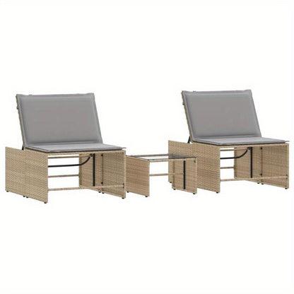 Loungestoel – Tuinstoel – Balkonstoel – Relaxstoel – Loungebank – Beige Poly Rattan – Ergonomisch Design – Weerbestendig