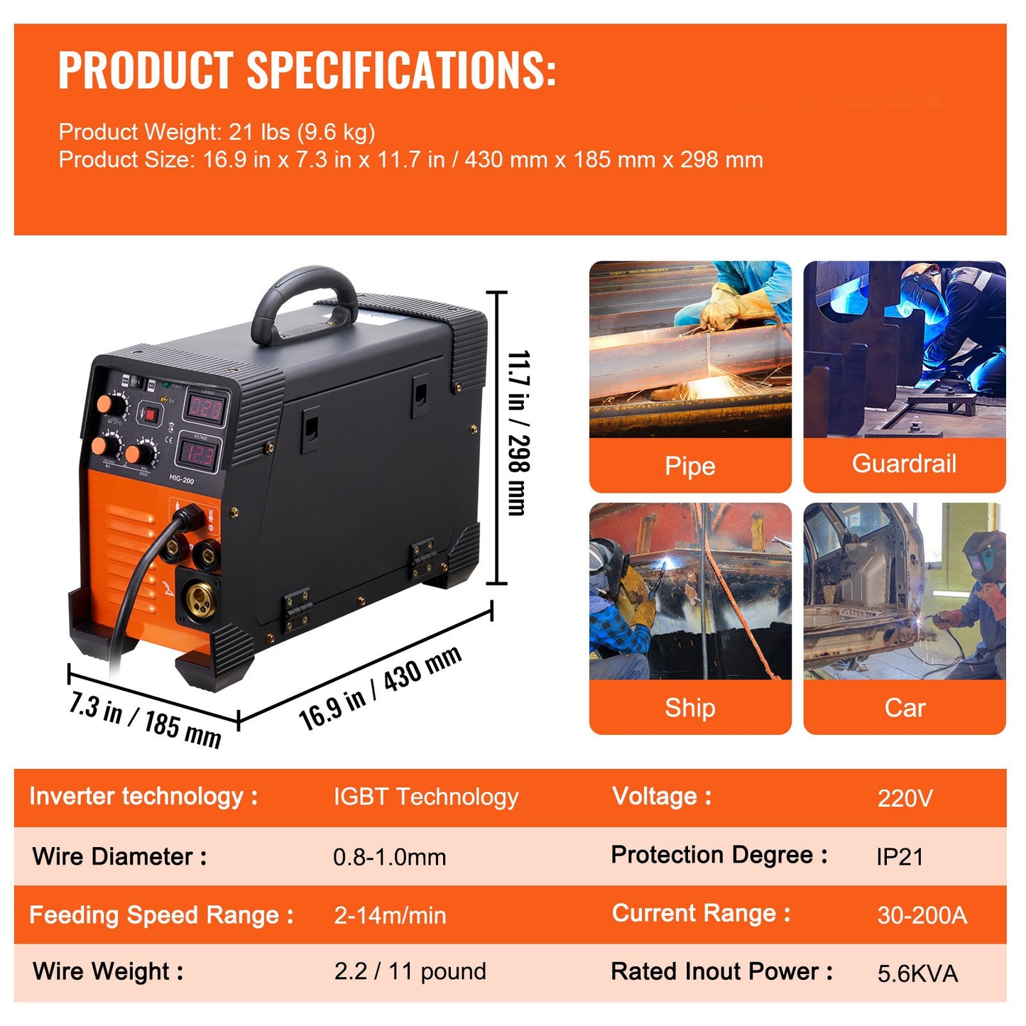 3-in-1 Lasmachine – MIG Lasser – TIG Lasser – MMA Lasser – Inverter Lasmachine – Digitale Display – Geavanceerde IGBT Technologie – Lichtgewicht 9,5 kg