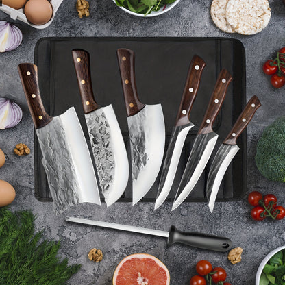 7pcs Set Chef Knife Chopper Knife, Anti-Rust Sharp Stainless Steel Blade, Modern Style Set, New Home Essential, Apartment Essential, Dishwasher Safe, Gift for Women And Men, Kitchen Knife Set, Cooking Essentials, Stylish Cutl
