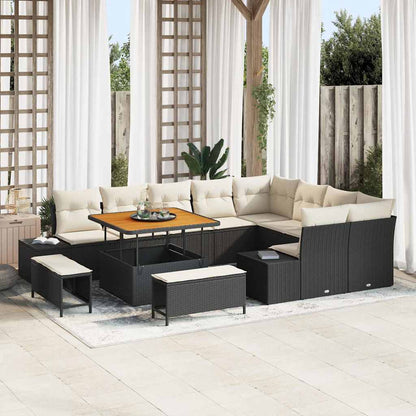 Tuin Loungeset – Tuinmeubel Set – Buiten Sofa Set – Loungeset Balkon – Loungeset 5 Personen – Weerbestendig Poly Rattan – Afneembare Wasbare Kussens Crème