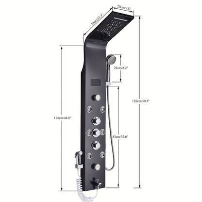 Douchesysteem – Regendouche – Douchepaneel – Doucheset – Thermostaatkraan – Zwart RVS – 5-in-1 Multifunctioneel – Hydraulisch Zonder Elektriciteit