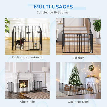 Hondenren – Puppyren – Veiligheidsbarrière – Dierenren – Hondenhek – Opvouwbaar – Verstelbaar – Met Deur – 482,5 x 76 cm – Geen Boren Nodig