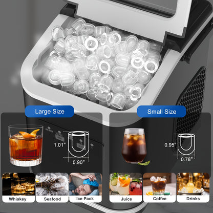 IJsmachine – IJsmaker – Mini IJsblokjesmaker – Zelfreinigend – Compact – 1,4L Capaciteit – Maakt 9 IJsblokjes in 6 Minuten – Draagbaar Met Handvat