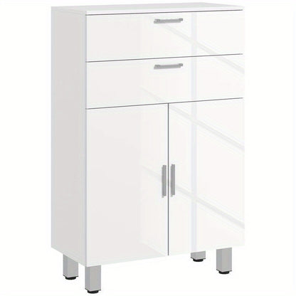 Badkamerkast – Badkamermeubel – Kolomkast – Wastafelonderkast – Opbergkast – 2 Lades – Verstelbare Plank – Hout Wit – Compact & Duurzaam