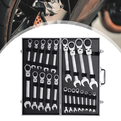 TOOL1SHOOO Professional Ratchet Wrench Set, 22 Sizes, 6mm-32mm, with Tool Box, Suitable for Industrial Electrical Maintenance and Automotive Bolt Fastening, Automotive Maintenance, Polished Finish, Durable Construction, Wrenc
