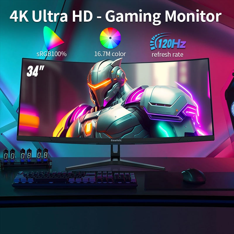 34-inch Curved Monitor – Ultrawide Scherm – Gaming Monitor – PC Monitor – UWQHD Display – 3440x1440 Resolutie – 120Hz Verversingssnelheid – 165Hz Reactietijd