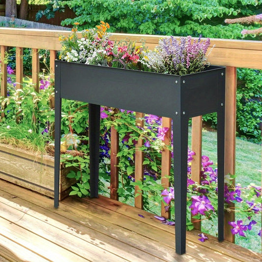 Metalen Plantenbak – Verhoogde Kruidentuinbak – Tuinbak – Plantenbak Buiten – Balkonbak – Met Voeten – 100 x 30 x 80 cm – 3 Afvoergaten
