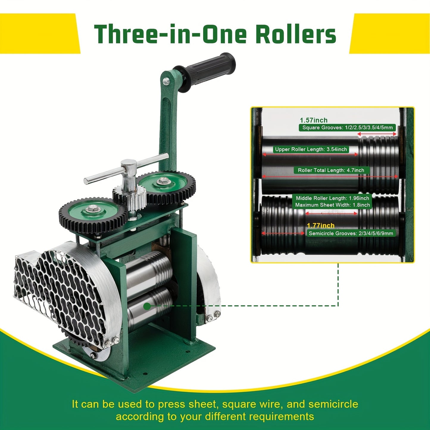 Rollersluiter – Rolling Mill – Metaalroller – Draadroller – Handmatige Walsmachine – Verstelbare Dikte 0,01-18 mm – Gietijzer en Staal