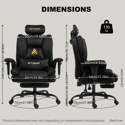 Ergonomische Bureaustoel – Kantoorstoel – Werkstoel – Studiebureaustoel – Computerstoel – Navy Blue – Memory Foam Zitting – Metalen Frame