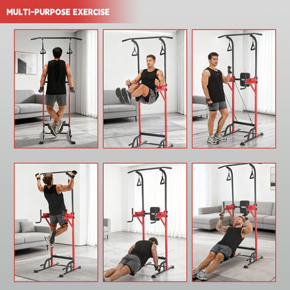 Kehot Adjustable Pull Up Bar Station with 10-Level Height (140-190cm) & Resistance Bands - Heavy-Duty Pull Up & Chin Up Stand Suitable for Home Gym, Fitness Equipment with -Slip Base & Foam Grips, Compact Training System for