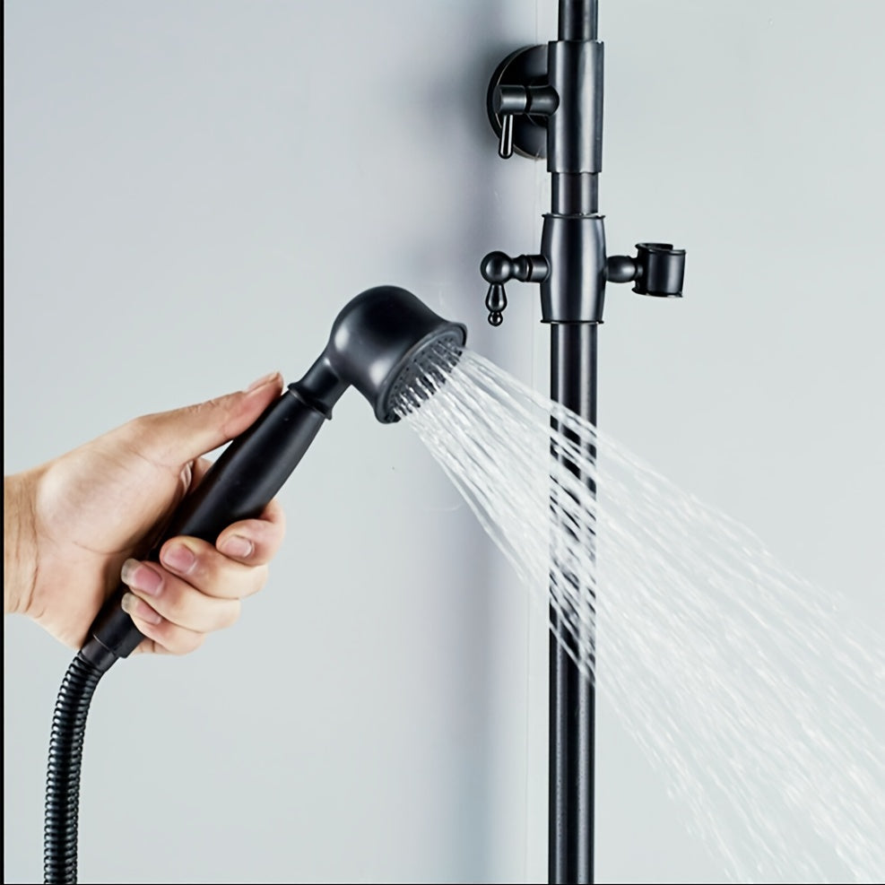 Regendouche – Doucheset – Douchearmatuur – Douchescherm – Douchekop – Zwart – Retro Antiek Design – Inclusief Regendouche en Handdouche