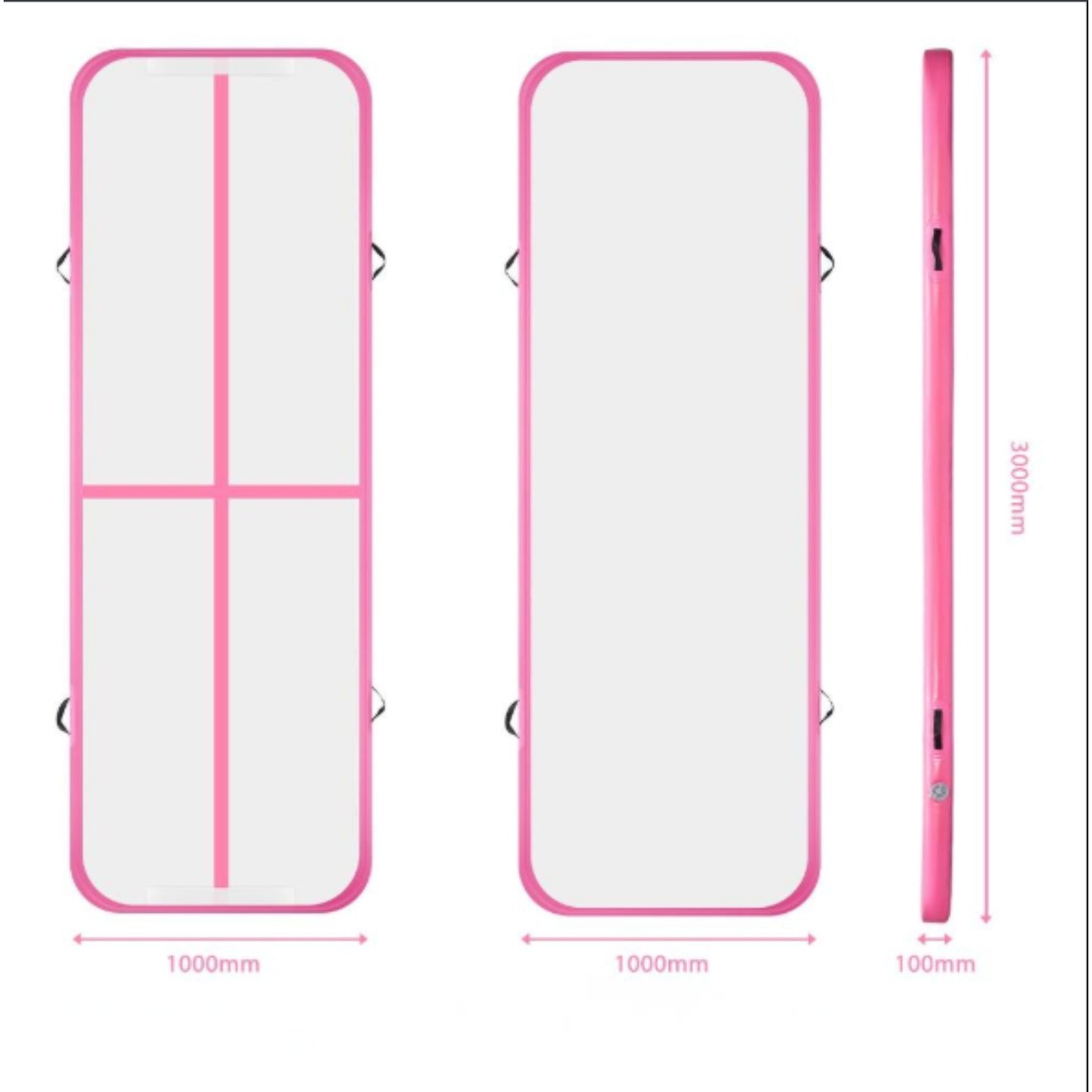 Luchtmatras – Opblaasbare Gymnastiekmat – Yogamat – Trainingsmat – Fitnessmat – 3 Meter Lang – Duurzaam PVC