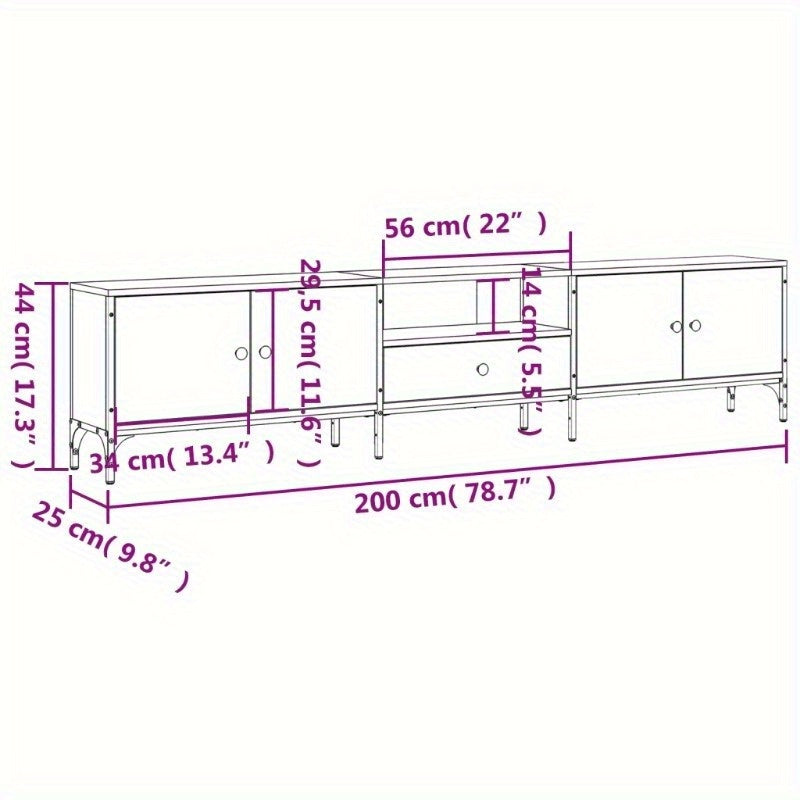 tv meubel – tv kast – televisiekast – tv meubelen – mediakast – Sonoma grijs – MDF houtmateriaal – 200x25x44 cm – ruime lade