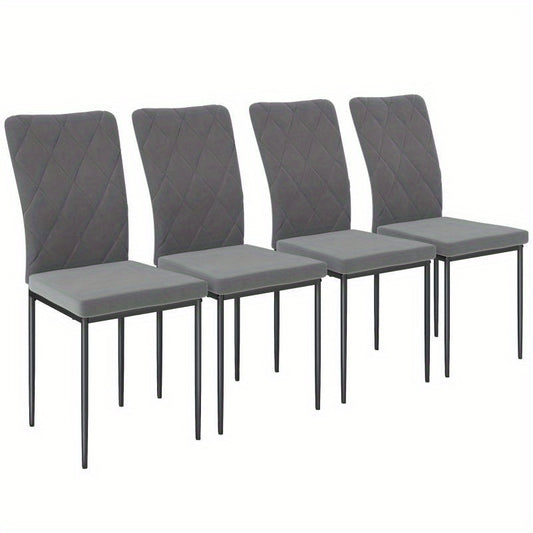 Eetstoel – Eetkamerstoel – Kuipstoel – Stoel – Stoeltjes – Set Van 4 – Velvet Stof – Met Armleuningen – Metalen Poten – Donkergrijs – Comfortabele Rugleuning