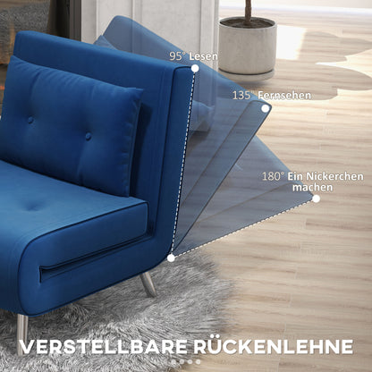 Slaapfauteuil – Relaxstoel – Bedfauteuil – Gastenbed – Velours Fauteuil – Donkergrijs – 3-stand Verstelbare Rugleuning – Compact 77x88x83 cm