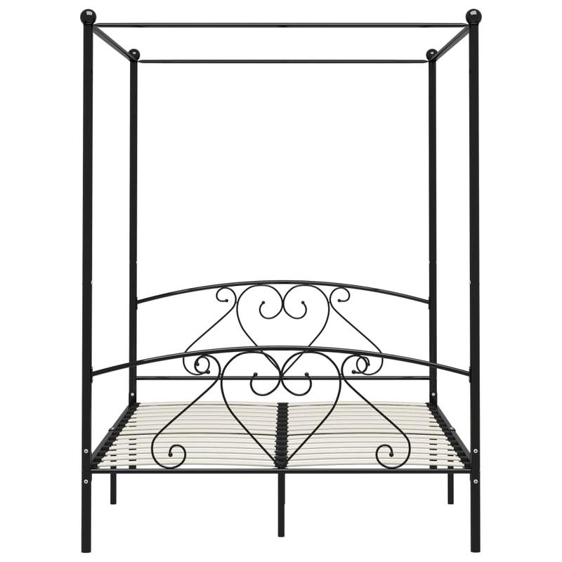 Ledikant – Babybed – Kinderbed – Meegroeibed – Peuterbed – Zwart Metaal – 160x200 cm – Stevig & Tijdloos Design
