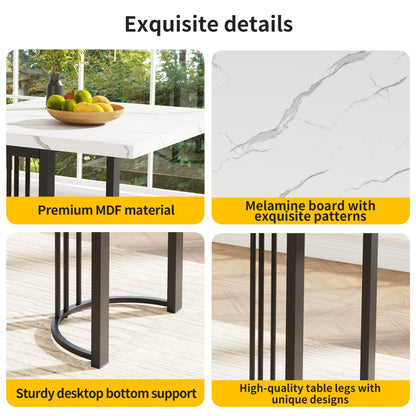Uitklapbare Eettafel – Uitschuifbare Tafel – Klaptafel – Keukentafel – Dinning Table – 140-179,5x80 cm – Metalen Frame – Wit/Zwart – Ruimtebesparend – Rechthoekig