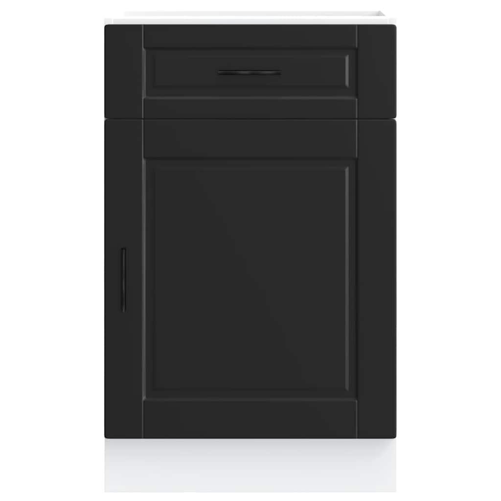 Keukenonderkast – Keukenkast – Opbergkast – Onderkast – Basis Meubel – Zwart Houten Fineer – Compact 50x46x81,5 cm – Verstelbare Pootjes & 65 kg Draagkracht
