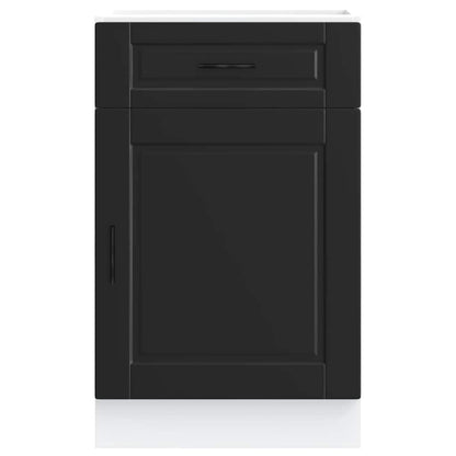 Keukenonderkast – Keukenkast – Opbergkast – Onderkast – Basis Meubel – Zwart Houten Fineer – Compact 50x46x81,5 cm – Verstelbare Pootjes & 65 kg Draagkracht
