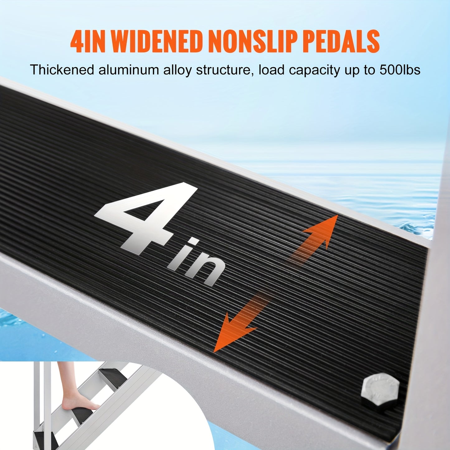 Steigerladder – Steigertrap – Bootladder – Aluminium Ladder – Verstelbare Ladder – 6 Treden – Lichtgewicht Aluminium – Antislip Treden