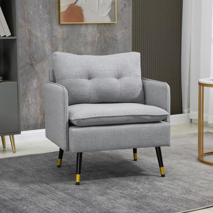 Fauteuil – Lounge Stoel – Accentstoel – Relaxfauteuil – Zetel – Verstelbare Rugleuning – Stalen Poten tot 120 kg – Pluche Gevuld Zitting en Rugleuning